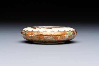 A rare and fine Japanese Satsuma box and cover, signed Yabu Meizan (1853-1934), Meiji, 19/20th C.