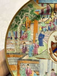 A rare Chinese Canton famille rose armorial dish with the arms of Wight, ca. 1810