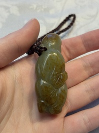 Four Chinese celadon and russet jade carvings, Qing
