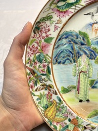 A rare Chinese Canton famille rose dish, 19th C.