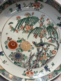 A pair of Chinese famille verte 'Bird Among Flowering Branches' dishes, Kangxi