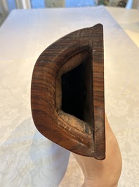 A rare Chinese moulded gourd wall pocket vase with landscape design, Guangxu mark and of the period