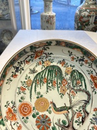 A pair of Chinese famille verte 'Bird Among Flowering Branches' dishes, Kangxi