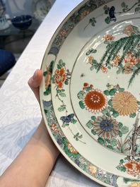 A pair of Chinese famille verte 'Bird Among Flowering Branches' dishes, Kangxi