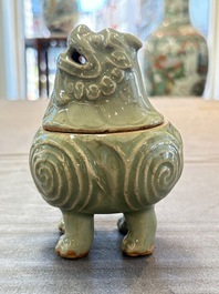 A fine Chinese Longquan celadon 'Luduan' censer, Ming