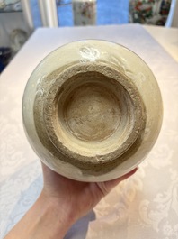 A Chinese Cizhou cream-glazed and dark-brown slip-painted vase with floral design, Republic