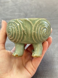 A fine Chinese Longquan celadon 'Luduan' censer, Ming