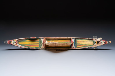 A polychrome wooden model of a traditional Madurese boat, Indonesia, 19/20th C.