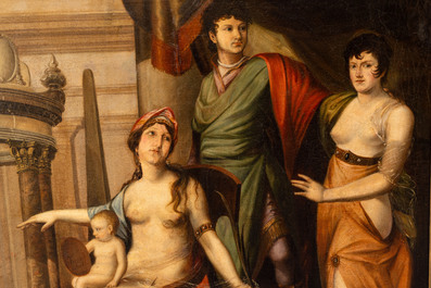 Circle of Jacques-Louis David (1748-1825): 'Amor &amp; Aphrodite at the Shrine of Athena', oil on canvas, dated 1818