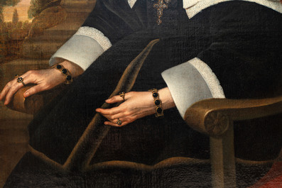 Dutch school: 'Portrait of a Lady', oil on canvas, 17th C.