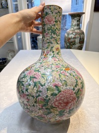 A Chinese famille rose mille-fleurs vase, Qianlong mark, Republic
