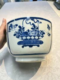 A Chinese blue and white 'Antiquities' bowl and cover, Kangxi