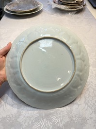 A Chinese iron-red and gilt-decorated dish with a courtly carriage scene, Kangxi