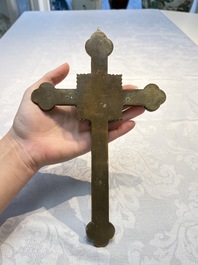 Four Chinese cloisonn&eacute; crucifixes and a holy water font, 19th C.