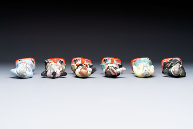 An exceptional complete set of twelve Chinese famille rose zodiac figures, Ge Yi Tai Zao 戈益泰造 marks, Republic