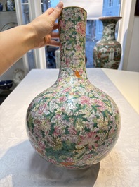A Chinese famille rose mille-fleurs vase, Qianlong mark, Republic