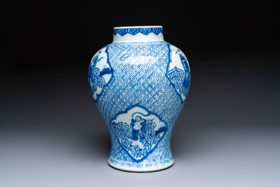 A Chinese blue and white 'Eight Immortals' vase, Kangxi