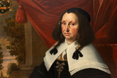 Dutch school: 'Portrait of a Lady', oil on canvas, 17th C.