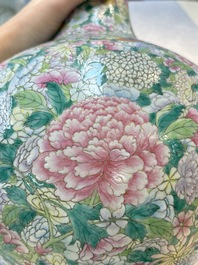 A Chinese famille rose mille-fleurs vase, Qianlong mark, Republic