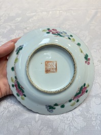 Three Chinese famille rose 'Phoenix and Peony' plates for the Straits or Peranakan market, Jingzhen Cao Shuntai Zao 景鎮曹順泰造 mark, 19th C.