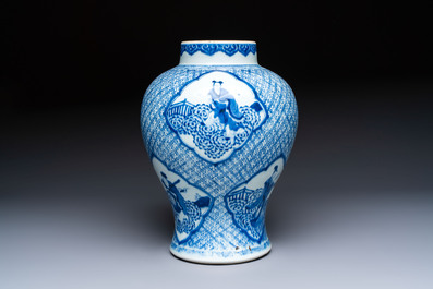 A Chinese blue and white 'Eight Immortals' vase, Kangxi