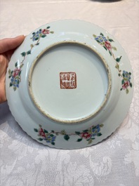 Three Chinese famille rose 'Phoenix and Peony' plates for the Straits or Peranakan market, Jingzhen Cao Shuntai Zao 景鎮曹順泰造 mark, 19th C.