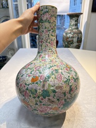 A Chinese famille rose mille-fleurs vase, Qianlong mark, Republic