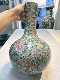A Chinese famille rose mille-fleurs vase, Qianlong mark, Republic