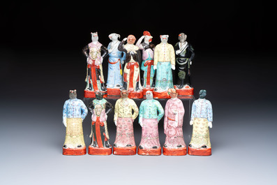 An exceptional complete set of twelve Chinese famille rose zodiac figures, Ge Yi Tai Zao 戈益泰造 marks, Republic