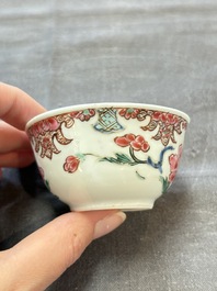 Six sets of Chinese famille rose cups and saucers, Yongzheng/Qianlong