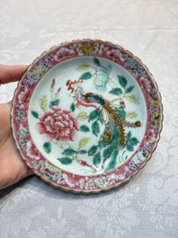 Three Chinese famille rose 'Phoenix and Peony' plates for the Straits or Peranakan market, Jingzhen Cao Shuntai Zao 景鎮曹順泰造 mark, 19th C.