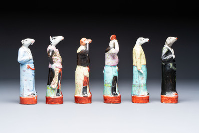 An exceptional complete set of twelve Chinese famille rose zodiac figures, Ge Yi Tai Zao 戈益泰造 marks, Republic