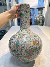 A Chinese famille rose mille-fleurs vase, Qianlong mark, Republic