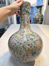 A Chinese famille rose mille-fleurs vase, Qianlong mark, Republic