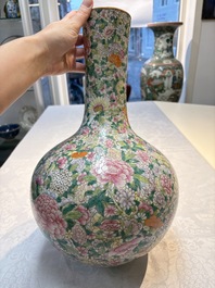 A Chinese famille rose mille-fleurs vase, Qianlong mark, Republic