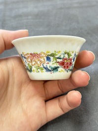 Six sets of Chinese famille rose cups and saucers, Yongzheng/Qianlong