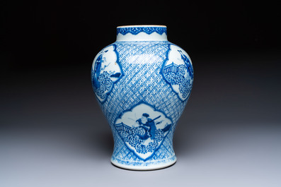 A Chinese blue and white 'Eight Immortals' vase, Kangxi