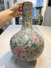 A Chinese famille rose mille-fleurs vase, Qianlong mark, Republic