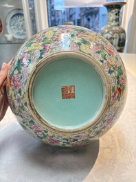 A Chinese famille rose mille-fleurs vase, Qianlong mark, Republic