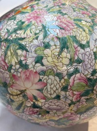 A Chinese famille rose mille-fleurs vase, Qianlong mark, Republic