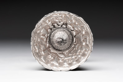 A silver repouss&eacute; goblet, Iran, 20th C.