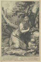 Philbert de Trappier: 'The Penitent Magdalene', reverse glass painting, France, signed and dated 1648-49