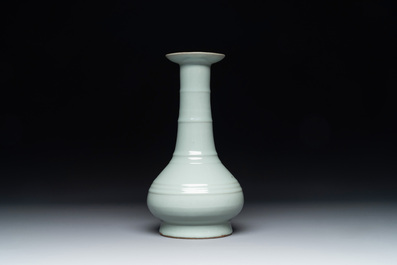 A Chinese Longquan celadon bottle vase, Song/Yuan