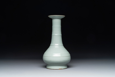 A Chinese Longquan celadon bottle vase, Song/Yuan