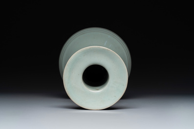 A Chinese Longquan celadon bottle vase, Song/Yuan