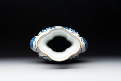 A Chinese blue and white vase depicting the Pearl River and the Whampoa Pagoda, Qianlong mark and of the period