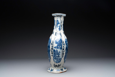 A Chinese blue and white vase depicting the Pearl River and the Whampoa Pagoda, Qianlong mark and of the period