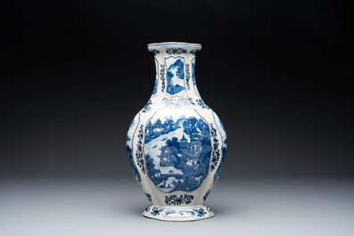 A Chinese blue and white vase depicting the Pearl River and the Whampoa Pagoda, Qianlong mark and of the period