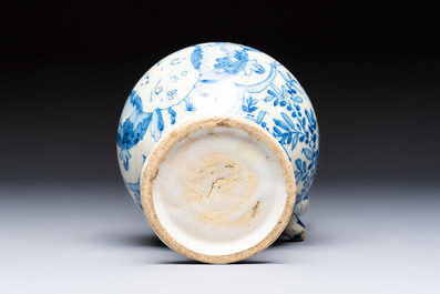 A rare blue and white Portuguese jug, dated 1630