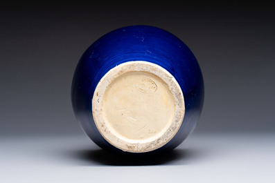 A Vietnamese blue-glazed Bien Hoa pottery vase, impressed Dong Tran Dongnai mark, 20th C.